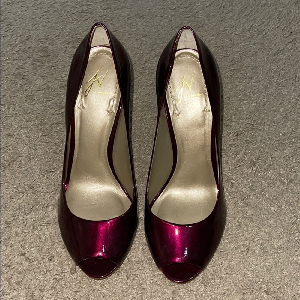 Open toe jvincent pumps all leather